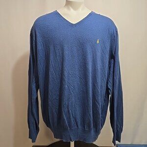 Vintage Polo Ralph Lauren Sweater Mens Size 4XL Tall Sky Blue 100% Pima Cotton